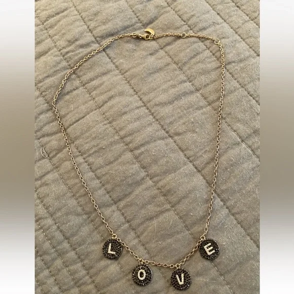 Bettina Javaheri black diamond rose gold love necklace RARE